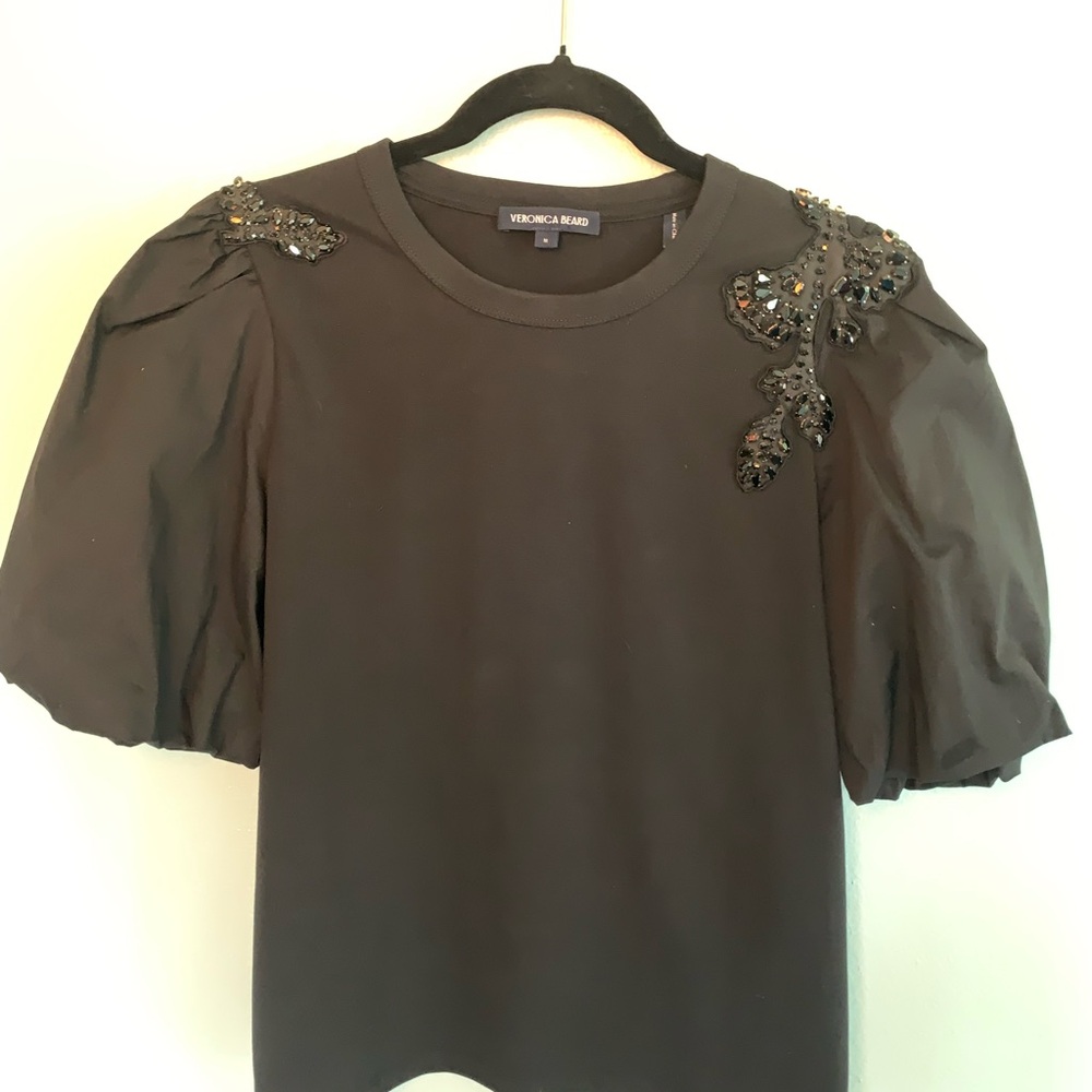 Veronica Beard Black Embellished Blouse